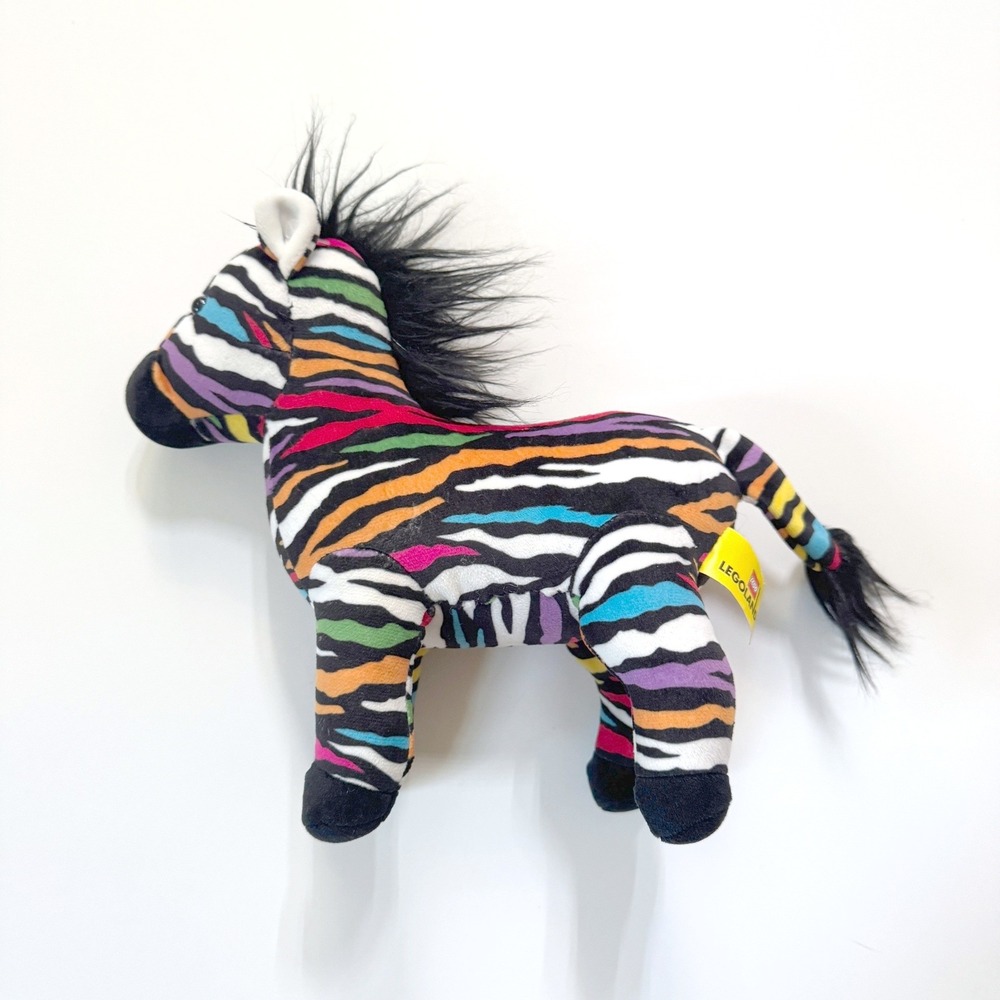 LEGOLAND Zebra Plush Multicolor Rainbow Stripe Souvenir Stuffed Animal 9" Rare
